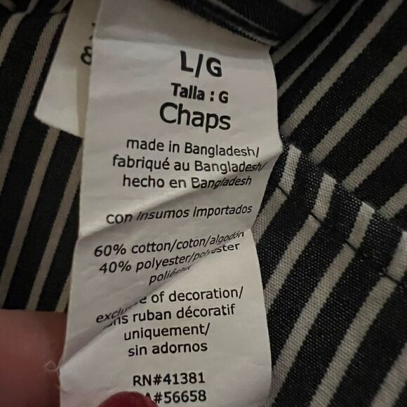 Chaps size L black and white striped button down shirt - Picture 9 of 10